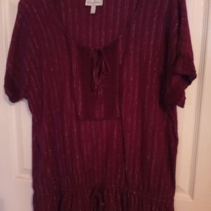 Burgundy & silver blouse sz 1x
